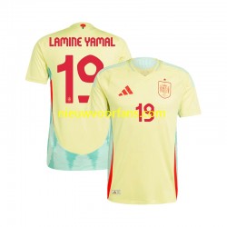 Spanje Heren Shirt met Bedrukking LAMINE YAMAL 19 Uit Euro 2024 Korte Mouw