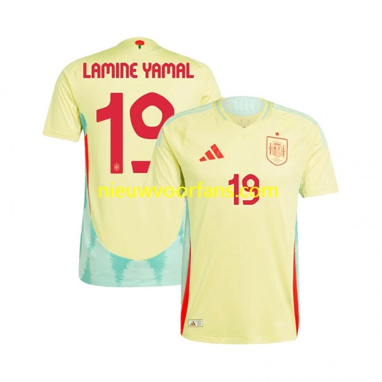 Spanje Heren Shirt met Bedrukking LAMINE YAMAL 19 Uit Euro 2024 Korte Mouw