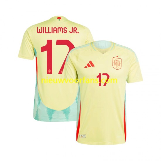 Spanje Heren Shirt met Bedrukking WILLIAMS JR 17 Uit Euro 2024 Korte Mouw