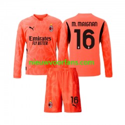 AC Milan Kind Shirt met Bedrukking Doelman Mike Maignan 16 Vierde 2024-2025 Lange Mouw