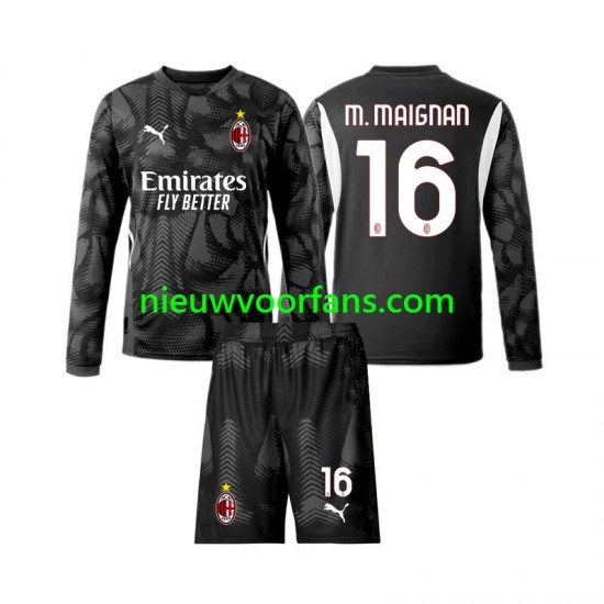 AC Milan Kind Shirt met Bedrukking Doelman Mike Maignan 16 Thuis 2024-2025 Lange Mouw