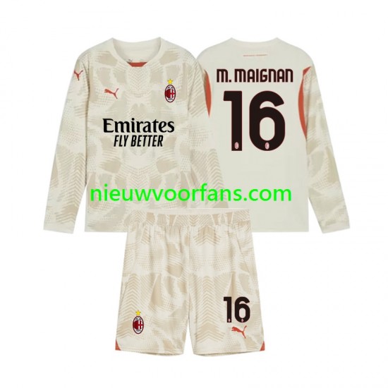 AC Milan Kind Shirt met Bedrukking Doelman Mike Maignan 16 Derde 2024-2025 Lange Mouw