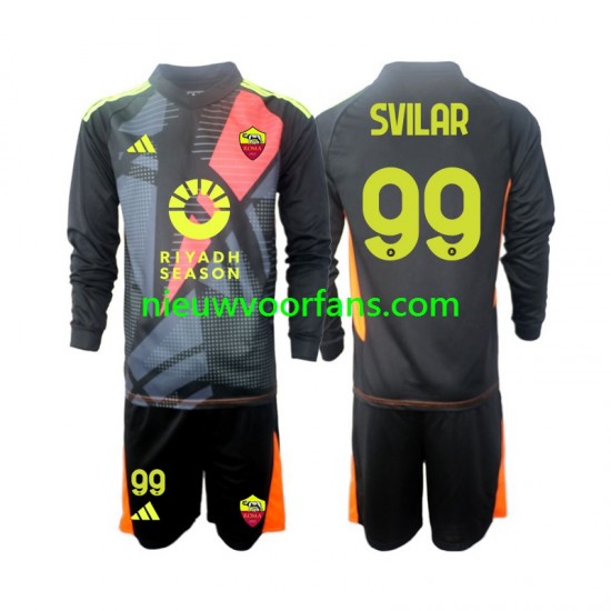 AS Roma Kind Shirt met Bedrukking Doelman Mile Svilar 99 Thuis 2024-2025 Lange Mouw