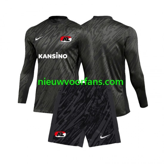 AZ Alkmaar Kind Shirt met Bedrukking Doelman Uit 2024-2025 Lange Mouw