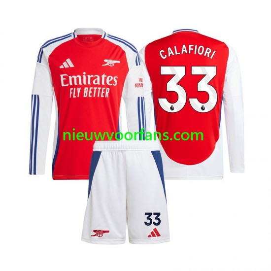 Arsenal Kind Shirt met Bedrukking Riccardo Calafiori 33 Thuis 2024-2025 Lange Mouw
