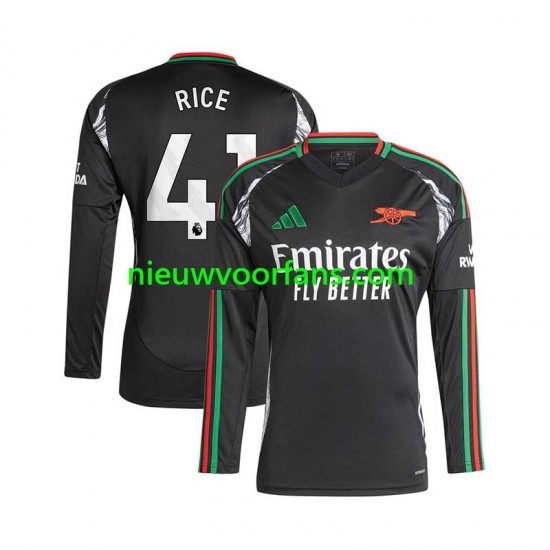 Arsenal Heren Shirt met Bedrukking Rice 41 Uit 2024-2025 Lange Mouw