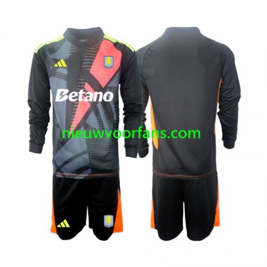 Aston Villa Kind Shirt met Bedrukking Doelman Thuis 2024-2025 Lange Mouw