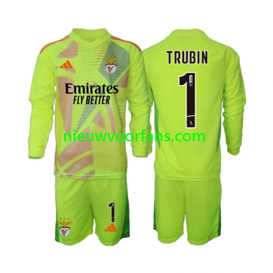 Benfica Kind Shirt met Bedrukking Doelman Anatolij Trubin 1 Thuis 2024-2025 Lange Mouw