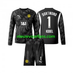 Borussia Dortmund Kind Shirt met Bedrukking Doelman Gregor Kobel 1 Vierde 2024-2025 Lange Mouw