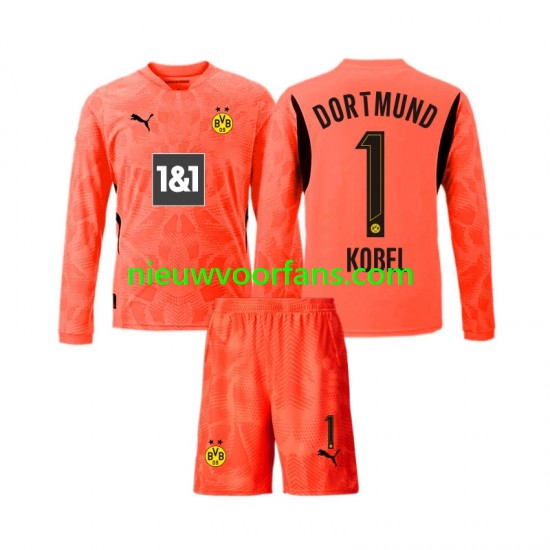 Borussia Dortmund Kind Shirt met Bedrukking Doelman Gregor Kobel 1 Derde 2024-2025 Lange Mouw