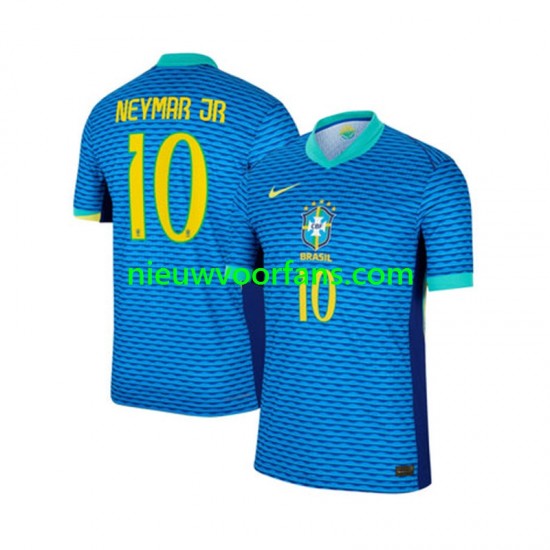Brazilië Heren Shirt met Bedrukking Neymar JR 10 Uit 2024 Korte Mouw