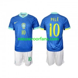 Brazilië Kind Shirt met Bedrukking PELE 10 Uit 2024 Korte Mouw