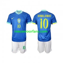 Brazilië Kind Shirt met Bedrukking Ronaldinho 10 Uit 2024 Korte Mouw