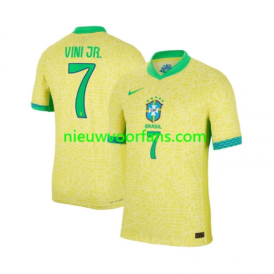 Brazilië Heren Shirt met Bedrukking VINI JR 7 Thuis 2024 Korte Mouw