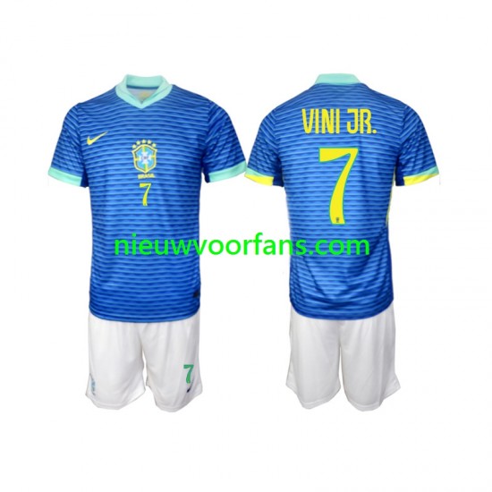 Brazilië Kind Shirt met Bedrukking VINI JR 7 Uit 2024 Korte Mouw
