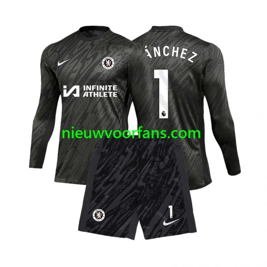 Chelsea Kind Shirt met Bedrukking Doelman Robert Sanchez 1 Uit 2024-2025 Lange Mouw