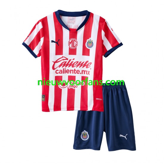 Kind Shirt met Bedrukking Deportivo Guadalajara Thuis 2024-2025 Korte Mouw