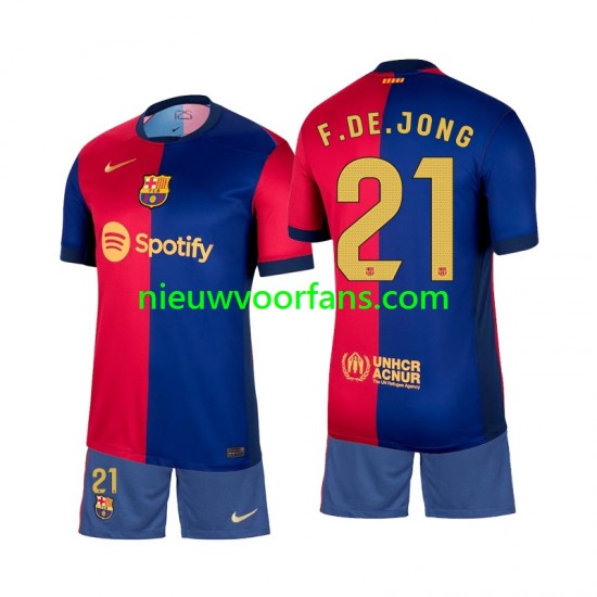 FC Barcelona Kind Shirt met Bedrukking Frenkie de Jong 21 Thuis 2024-2025 Korte Mouw