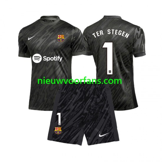 FC Barcelona Kind Shirt met Bedrukking Doelman Ter Stegen 1 Derde 2024-2025 Korte Mouw