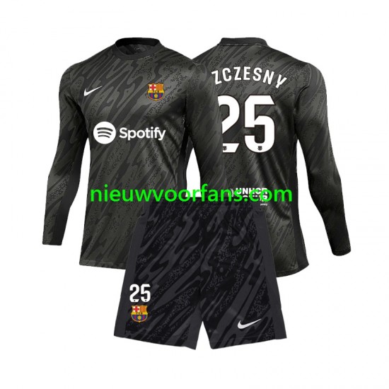 FC Barcelona Kind Shirt met Bedrukking Doelman Wojciech Szczesny 25 Uit 2024-2025 Lange Mouw