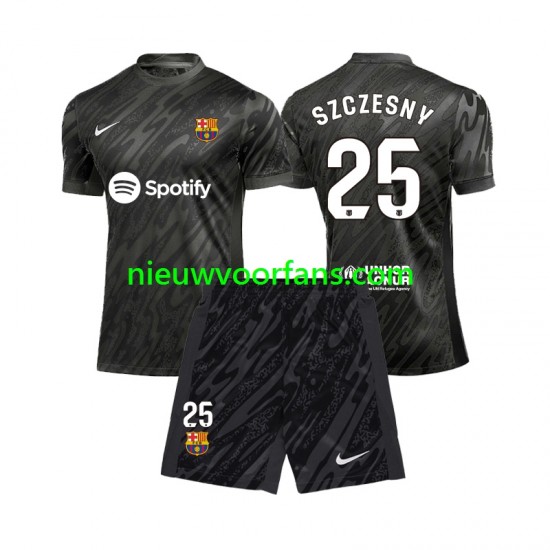 FC Barcelona Kind Shirt met Bedrukking Doelman Wojciech Szczesny 25 Uit 2024-2025 Korte Mouw