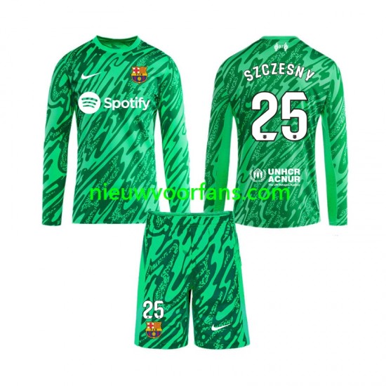 FC Barcelona Kind Shirt met Bedrukking Doelman Wojciech Szczesny 25 Thuis 2024-2025 Lange Mouw
