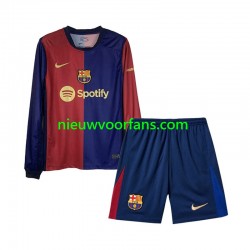 FC Barcelona Kind Shirt met Bedrukking Thuis 2024-2025 Lange Mouw