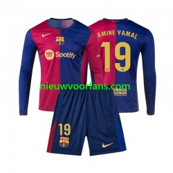 FC Barcelona Kind Shirt met Bedrukking Lamine Yamal 19 Thuis 2024-2025 Lange Mouw