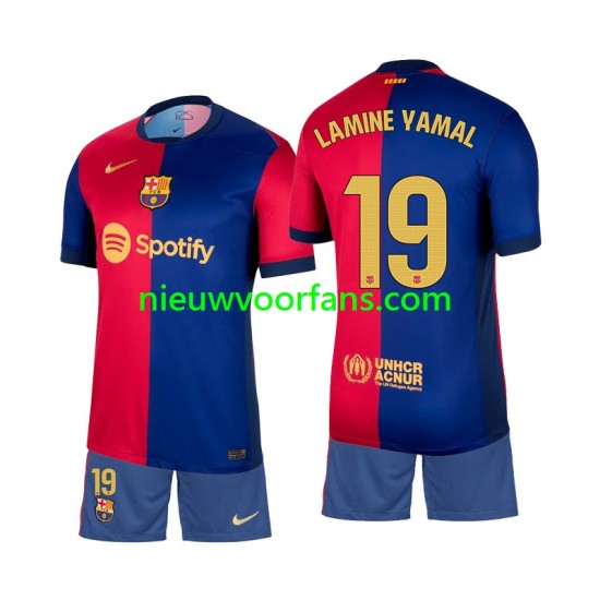 FC Barcelona Kind Shirt met Bedrukking Lamine Yamal 19 Thuis 2024-2025 Korte Mouw