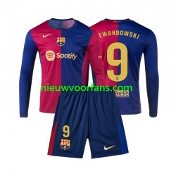 FC Barcelona Kind Shirt met Bedrukking Lewandowski 9 Thuis 2024-2025 Lange Mouw