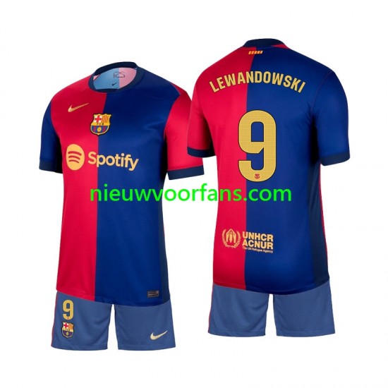 FC Barcelona Kind Shirt met Bedrukking Lewandowski 9 Thuis 2024-2025 Korte Mouw