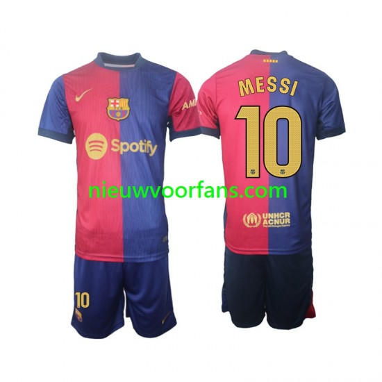 FC Barcelona Kind Shirt met Bedrukking Lionel Messi 10 Thuis 2024-2025 Korte Mouw
