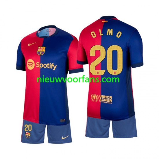 FC Barcelona Kind Shirt met Bedrukking Olmo 20 Thuis 2024-2025 Korte Mouw