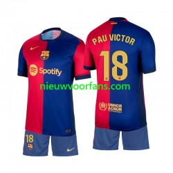 FC Barcelona Kind Shirt met Bedrukking Pau Victor 18 Thuis 2024-2025 Korte Mouw