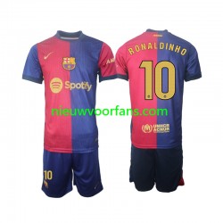 FC Barcelona Kind Shirt met Bedrukking Ronaldinho 10 Thuis 2024-2025 Lange Mouw