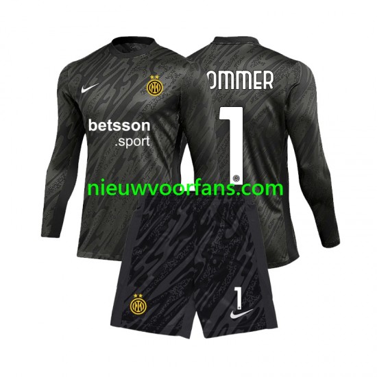 Inter Milan Kind Shirt met Bedrukking Doelman Yann Sommer 1 Derde 2024-2025 Lange Mouw