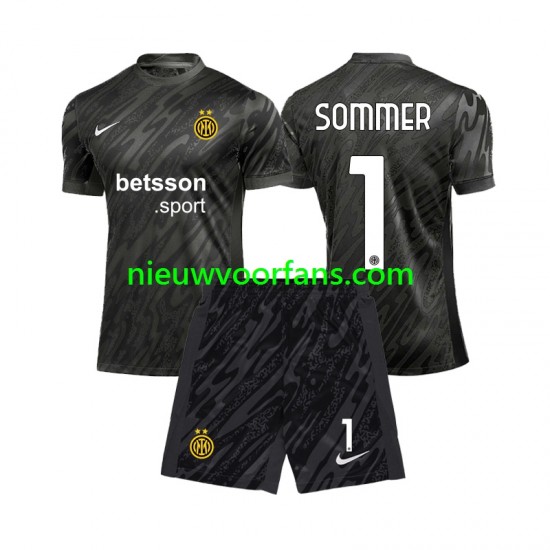 Inter Milan Kind Shirt met Bedrukking Doelman Yann Sommer 1 Derde 2024-2025 Korte Mouw