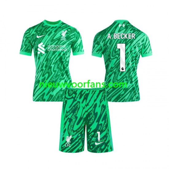Liverpool Kind Shirt met Bedrukking Doelman Alisson Becker 1 Uit 2024-2025 Korte Mouw