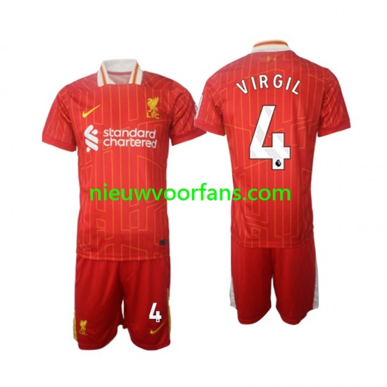 Liverpool Kind Shirt met Bedrukking Virgil 4 Thuis 2024-2025 Korte Mouw