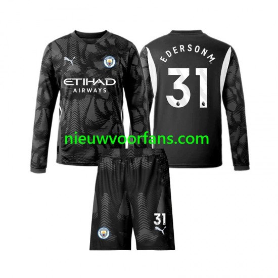 Manchester City Kind Shirt met Bedrukking Doelman Ederson Moraes 31 Vierde 2024-2025 Lange Mouw