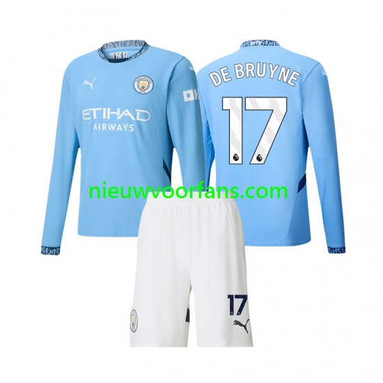 Manchester City Kind Shirt met Bedrukking Kevin De Bruyne 17 Thuis 2024-2025 Lange Mouw