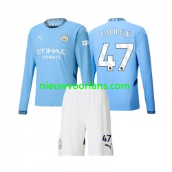 Manchester City Kind Shirt met Bedrukking Phil Foden 47 Thuis 2024-2025 Lange Mouw