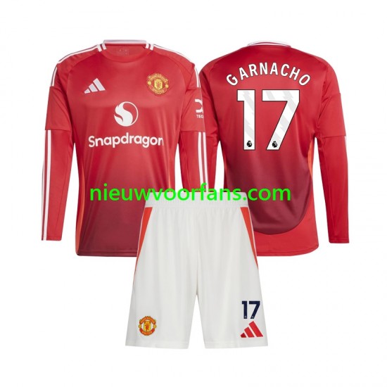 Manchester United Kind Shirt met Bedrukking Alejandro Garnacho 17 Thuis 2024-2025 Lange Mouw