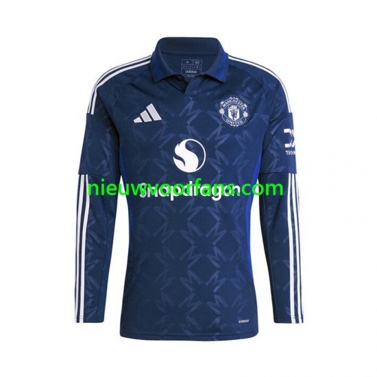Manchester United Heren Shirt met Bedrukking Uit 2024-2025 Lange Mouw