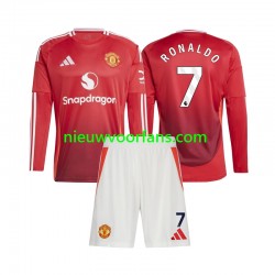Manchester United Kind Shirt met Bedrukking Cristiano Ronaldo 7 Thuis 2024-2025 Lange Mouw