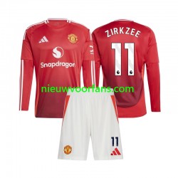 Manchester United Kind Shirt met Bedrukking Joshua Zirkzee 11 Thuis 2024-2025 Lange Mouw