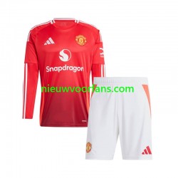 Manchester United Kind Shirt met Bedrukking Thuis 2024-2025 Lange Mouw