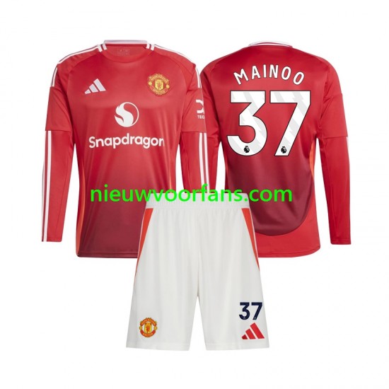 Manchester United Kind Shirt met Bedrukking Kobbie Mainoo 37 Thuis 2024-2025 Lange Mouw
