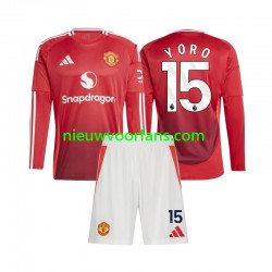 Manchester United Kind Shirt met Bedrukking Leny Yoro 15 Thuis 2024-2025 Lange Mouw