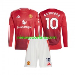 Manchester United Kind Shirt met Bedrukking Marcus Rashford 10 Thuis 2024-2025 Lange Mouw